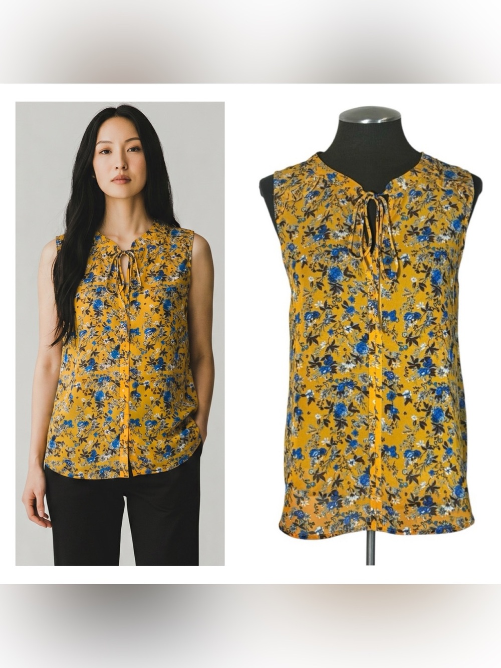 🆕 Fun 2 Fun – Floral Sleeveless Ruffle Split Neck Top - Stitch Fix - Medium